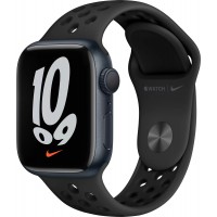 Apple Watch Nike Series 7, 41 мм, корпус из алюминия цвета «тёмная ночь», спортивный ремешок Nike цвета «антрацитовый/чёрный»