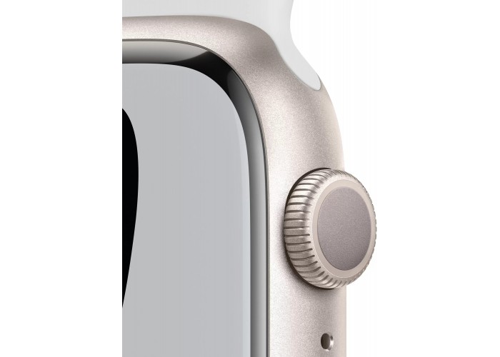 Apple Watch Nike Series 7, 45 мм, корпус из алюминия цвета «сияющая звезда», спортивный ремешок Nike цвета «чистая платина/чёрный»