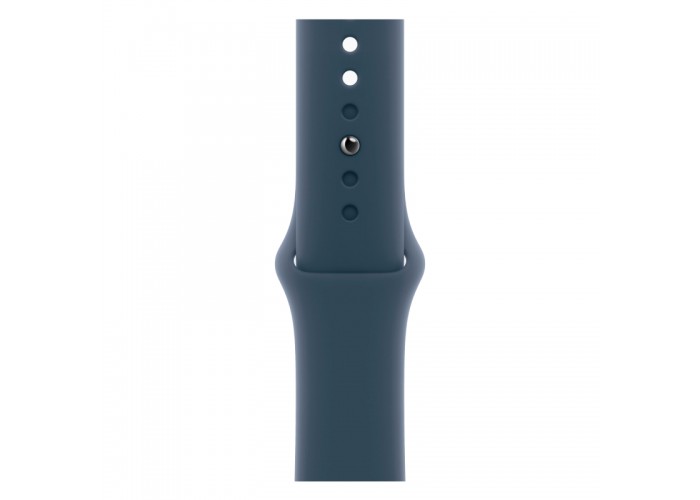 Apple Watch Series 9 GPS, 45 мм, корпус из алюминия серебристого цвета, спортивный ремешок цвета «грозовой синий»