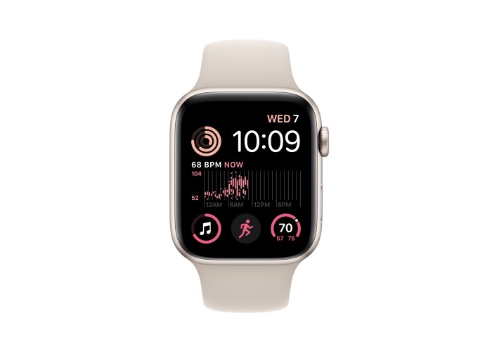 Apple Watch SE (2022), 44 мм, корпус из алюминия цвета «сияющая звезда», спортивный ремешок цвета «сияющая звезда»