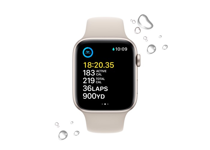 Apple Watch SE (2022), 44 мм, корпус из алюминия цвета «сияющая звезда», спортивный ремешок цвета «сияющая звезда»