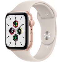 Apple Watch SE, 44 мм, корпус из алюминия золотого цвета, спортивный ремешок цвета «сияющая звезда»