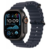 Apple Watch Ultra 2 (2024), GPS + Cellular, титановый корпус 49 мм чёрного цвета, ремешок Ocean тёмно-синего цвета
