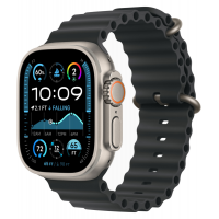 Apple Watch Ultra 2 (2024), GPS + Cellular, титановый корпус 49 мм естественного цвета, ремешок Ocean чёрного цвета