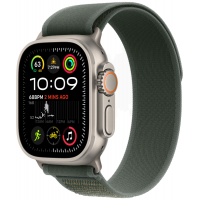Apple Watch Ultra 2 (2024), GPS + Cellular, титановый корпус 49 мм естественного цвета, браслет Trail зелёного цвета