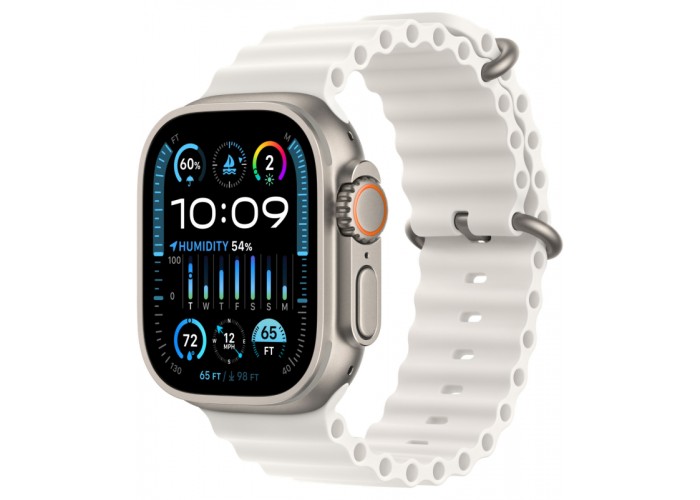 Apple Watch Ultra 2, GPS + Cellular, титановый корпус 49 мм, ремешок Ocean белого цвета