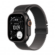 Apple Watch Ultra 3 (2025), GPS + Cellular, титановый корпус 49 мм чёрного цвета, титановый миланский сетчатый браслет чёрного цвета