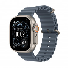 Apple Watch Ultra 3 (2025), GPS + Cellular, титановый корпус 49 мм естественного цвета, ремешок Ocean цвета «синий якорь»