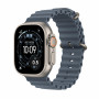 Apple Watch Ultra 3 (2025), GPS + Cellular, титановый корпус 49 мм естественного цвета, ремешок Ocean цвета «синий якорь»