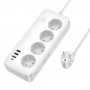 Сетевой фильтр Hoco AC22 1,5 м на 4 розетки + 3 USB + USB-C PD 30W, белый цвет