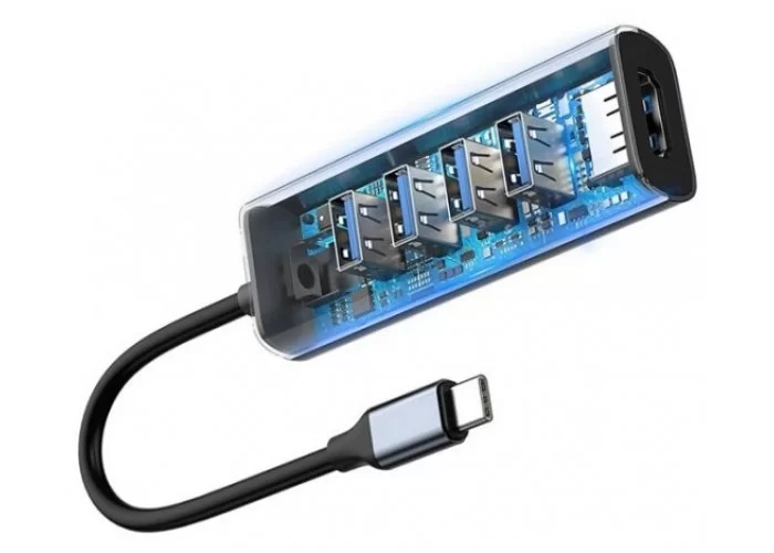 USB-концентратор Baseus Enjoy Series Type-C - 4xUSB/HDMI (CAHUB-N0G), разъемов: 4