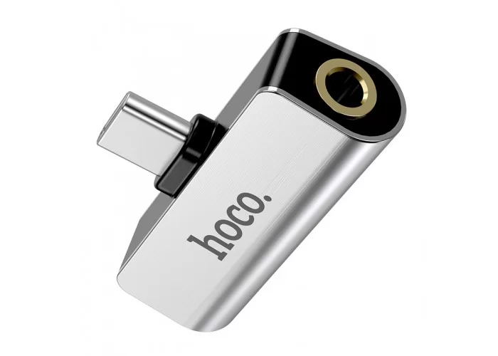 Переходник Hoco LS26 Type-C 2-in-1 Audio Converter, серебристый цвет