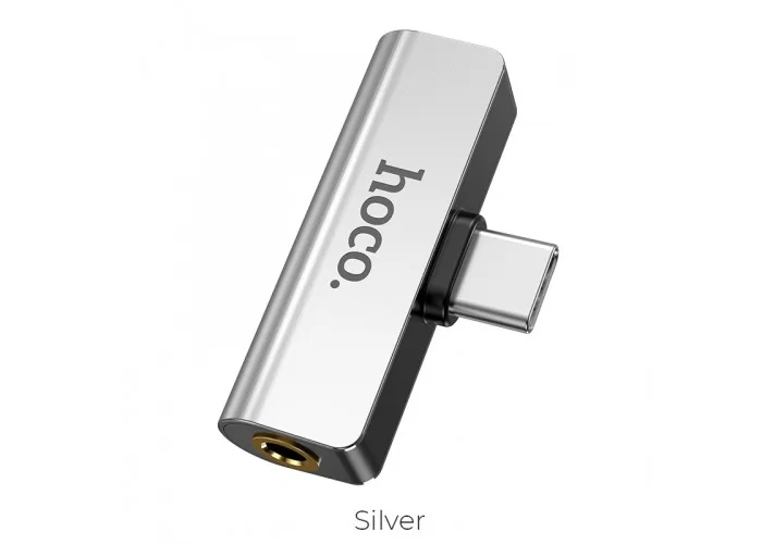 Переходник Hoco LS26 Type-C 2-in-1 Audio Converter, серебристый цвет