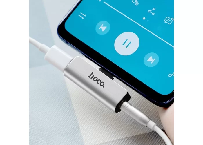 Переходник Hoco LS26 Type-C 2-in-1 Audio Converter, серебристый цвет