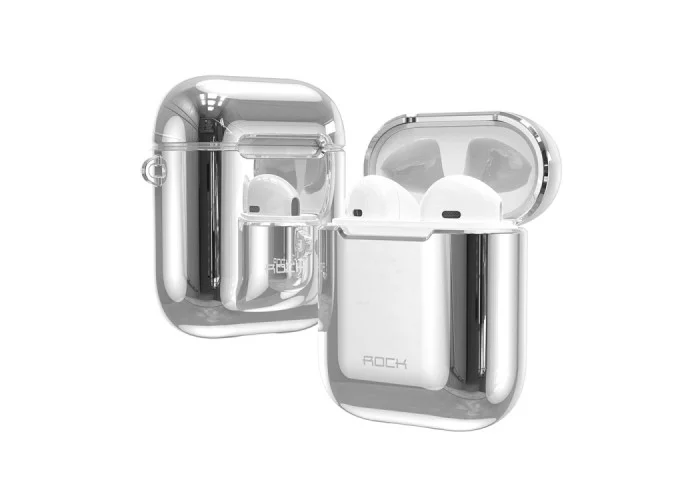 Чехол Rock Elecroplating Protective Case для AirPods 1/2, серебристый цвет