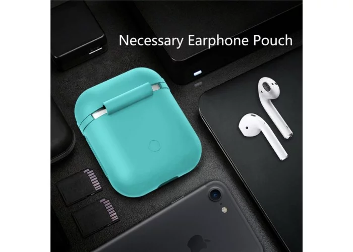 Чехол силиконовый для AirPods 1/2, бирюзовый цвет
