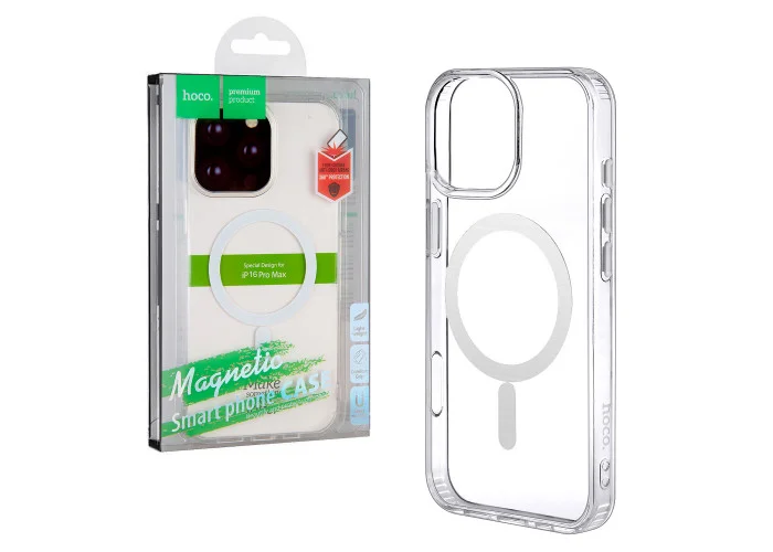 Чехол-накладка MagSafe Hoco Magnetic Case прозрачный для iPhone 16 Pro Max