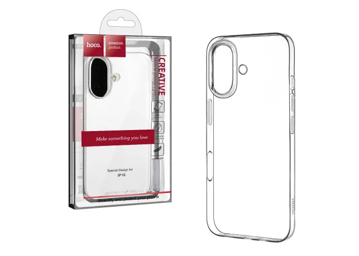 Чехол-накладка Hoco Light для iPhone 16, прозрачный
