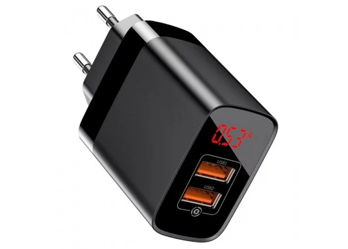 Сетевое зарядное устройство Baseus Mirror Lake Dual QC Digital Display Quick Charger A+A