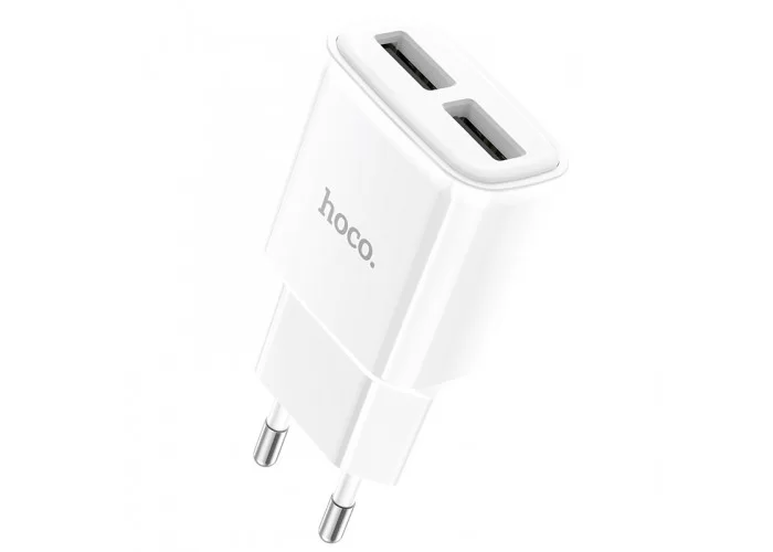 Сетевое зарядное устройство Hoco C88A Dual USB-A 2.4A, белый цвет