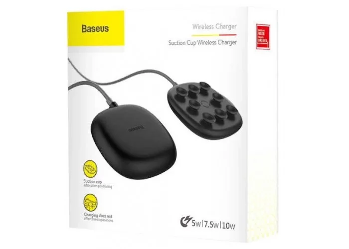 Беспроводная сетевая зарядка Baseus Suction Cup Wireless Charger, чёрный цвет