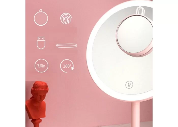 Зеркало косметическое настольное Xiaomi Jordan Judy LED Makeup Mirror с подсветкой, розовый