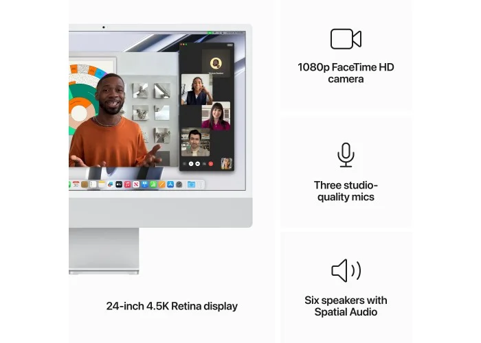 iMac 24" Late 2023, M3 8C CPU, 8C GPU, 8 ГБ, 256 ГБ SSD, серебристый