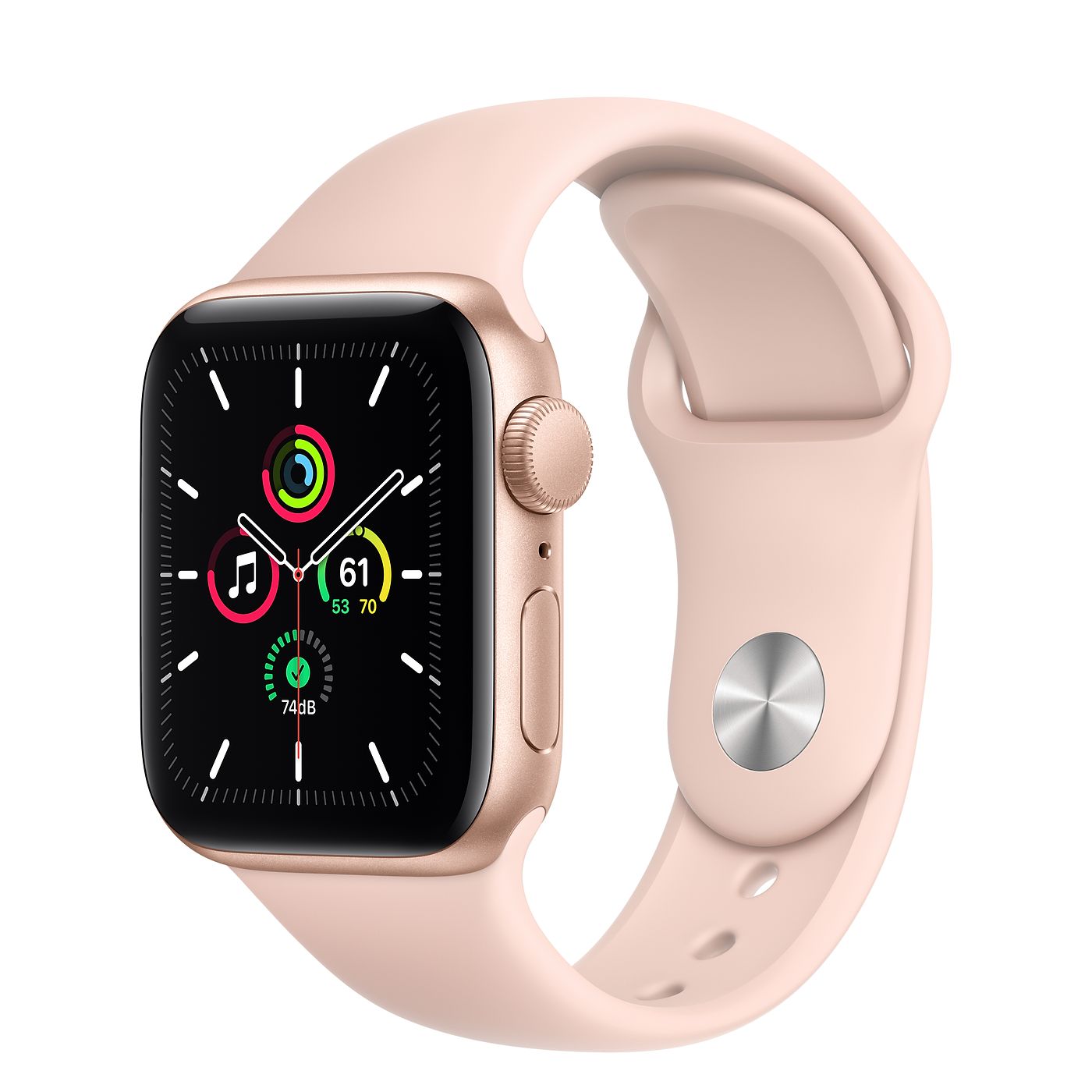 Apple Watch SE, 40 мм, корпус из алюминия золотого цвета, спортивный  ремешок - Купить в Самаре по низкой цене