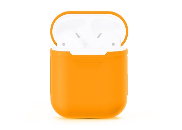 Чехол силиконовый для AirPods 1/2, оранжевый цвет.