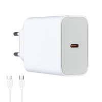 Сетевое зарядное устройство с кабелем USB-C/USB-C Hoco C162A 40W Dynamic Power Adapter Set with 60W Max, белый цвет