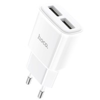 Сетевое зарядное устройство Hoco C88A Dual USB-A 2.4A, белый цвет