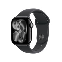Apple Watch Series 11 GPS, 42 мм, корпус из алюминия цвета «чёрный оникс», спортивный ремешок чёрного цвета