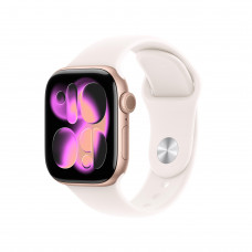 Apple Watch Series 11 GPS, 42 мм, корпус из алюминия цвета «розовое золото», спортивный ремешок цвета «светлый румянец»