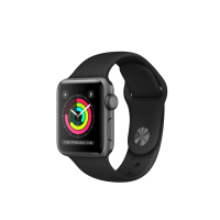 Apple Watch Series 3 GPS, 38 мм, алюминий цвета «серый космос», спортивный ремешок чёрного цвета