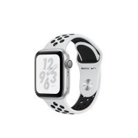 Apple Watch Nike+ Series 4, 40 мм, корпус из алюминия серебристого цвета, спортивный ремешок Nike цвета «чистая платина/чёрный»