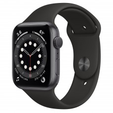 Apple Watch Series 6, 44 мм, корпус из алюминия цвета «серый космос», спортивный ремешок