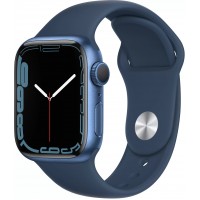 Apple Watch Series 7, 41 мм, корпус из алюминия синего цвета, спортивный ремешок цвета «синий омут»